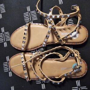 Cushionaire Talia Nude Studded Strappy Sandals